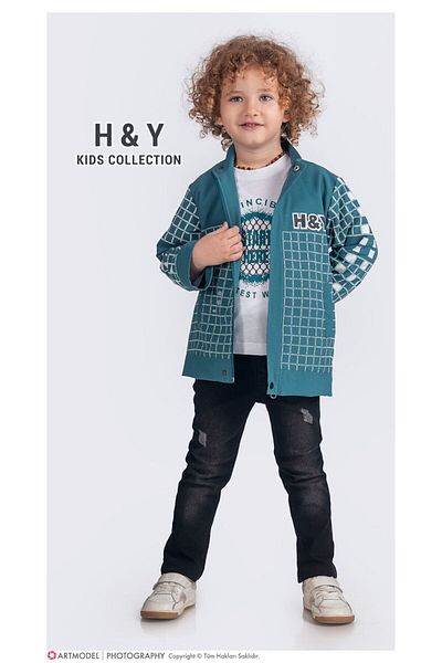 tipycix kids wear Cotton Woven Jacket Jeans Pants Combed Cotton T-Shirt 3 Piece Set