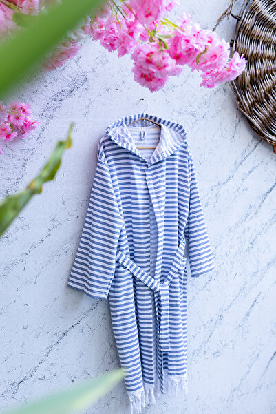 Kikoya رداء حمام من القطن الملكي بنسبة 100% مزين بشراشيب ومزين بشراشيب فاخرة