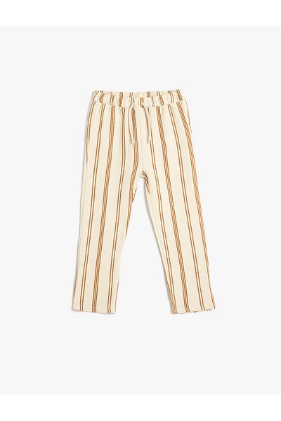 Koton Cotton Striped Waist Lace-Up Trousers Look Sweatpants