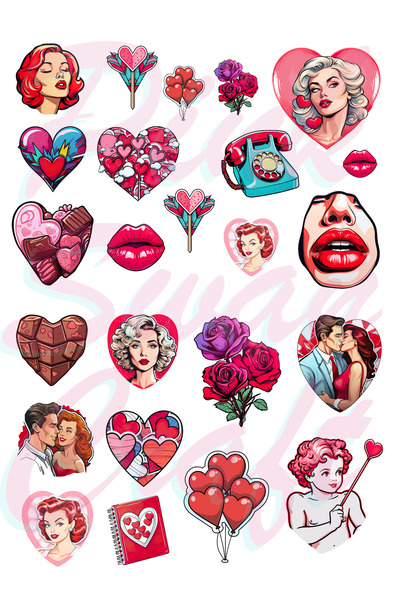 Pink Swan Craft Pop Art set nalepnica za Dan zaljubljenih za Bullet Journal, ...