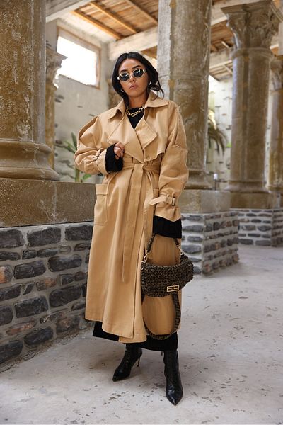 My Blog Long Trench Coat with Salmon Pockets - 54502