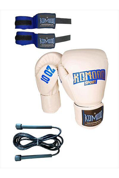 KOMODO SPORT Boxing Gloves, Bandage, Jump Rope Set of 3