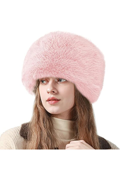FATELLA Căciulă rotundă din blană de pluș roz