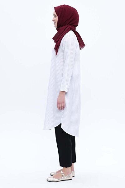 ALLDAY White-Cotton Striped Poplin Shirt Tunic