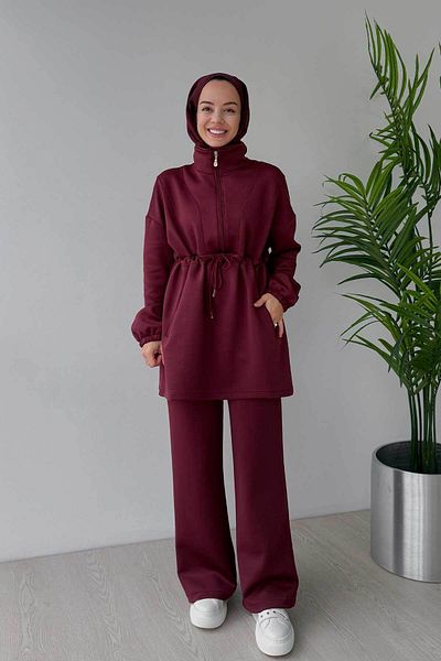 Ka Hijab Set 2 piese Hijab Scuba Burgundy - Guler de design