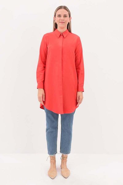 ALLDAY Pomegranate Flower- Secret Placket Shirt Tunic