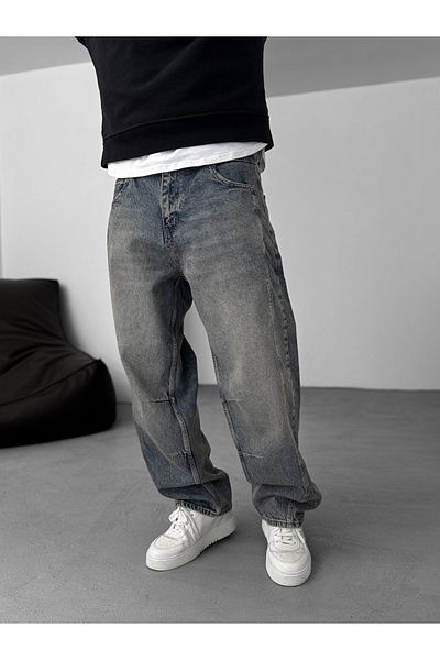 BYBASICMAN Light Blue Stitching Detail Baggy Pants Ke-693/694/695