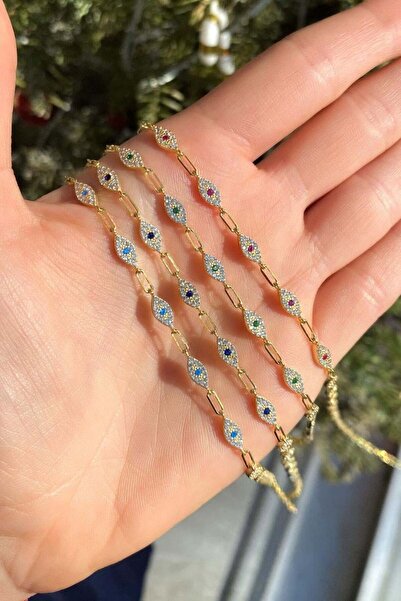 Spossy Silver Jewelry 925 Ayar Gümüş, Mavi Taşlı Göz Choker Kolye