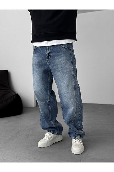 BYBASICMAN Blue Stitching Detailed Baggy Trousers Ke-715/693
