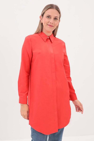 ALLDAY Pomegranate Flower- Secret Placket Shirt Tunic