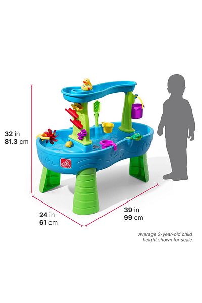 Step 2 Step2 Rain Showers Splash Pond Water Table with Umbrella, Indoor and Outdoor, Rain Shower Wall