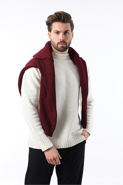 Madmext Ecru Crew Neck Overfit Men's Knitwear Sweater E7402