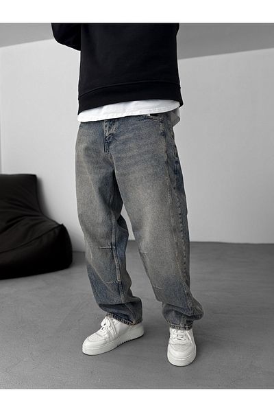 BYBASICMAN Light Blue Stitching Detail Baggy Pants Ke-693/694/695