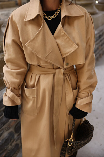 My Blog Dlouhý trenčkot s lososovými kapsami - 54502