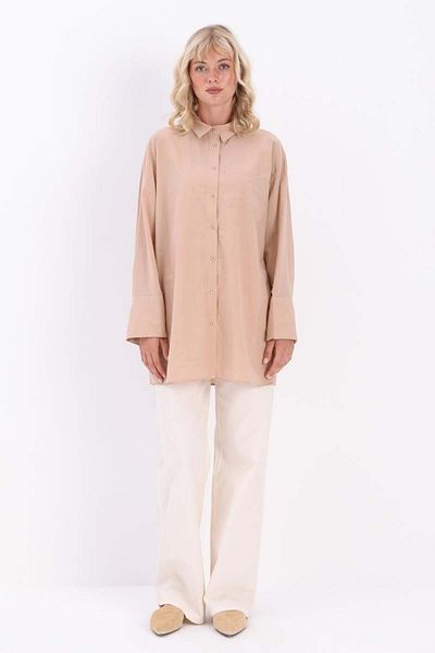ALLDAY Beige-Cotton Stone Shirt Tunic