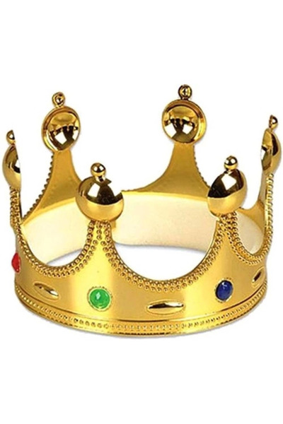 Twin Store Plastic King Crown Gold Color Adult Size 55 Cm