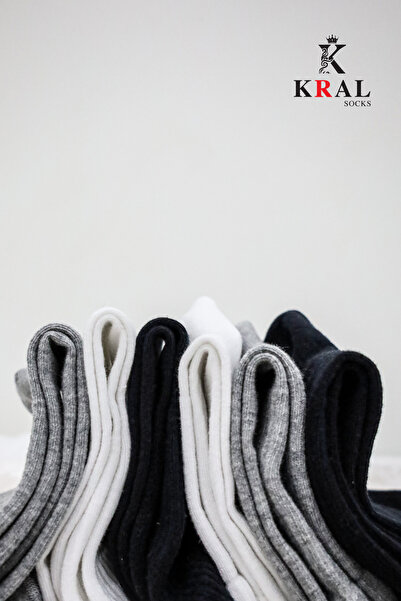 KRAL SOCKS 6 Pairs Cotton Tennis Socks Seamless College Size Unisex (3 Colors)