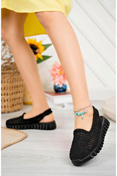 Aymood Tricotaj cu spatele deschis Balerina Textil negru