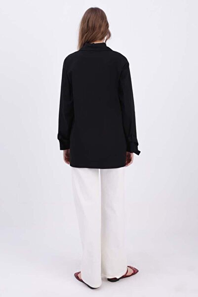 ALLDAY Siyah-%100 Pamuklu Kalpli Gömlek Tunik