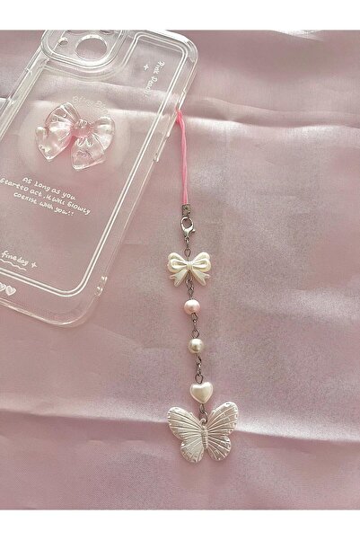 bohemian takı tasarim Coquette Kelebekli Fiyonklu Telefon & Çanta Charmı