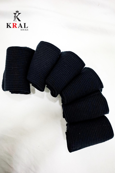 KRAL SOCKS Unisex Black Tennis Socks - 6 Pairs Cotton, Seamless, College Length