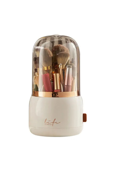 EZERE Toz Geçirmez Masaüstü Makyaj Fırçası Düzenleme Kutusu Organizer BEYAZ