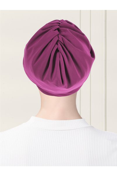 ada sanatsal Plain Drawstring Practical Hijab Bonnet - Violet
