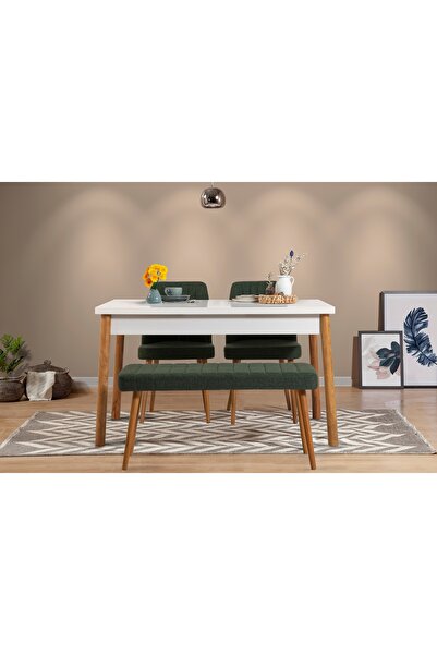 Vivense STORMİ MASA TAKIMI, BEYAZ ATLANTİK YEŞİL 1070, 120x75