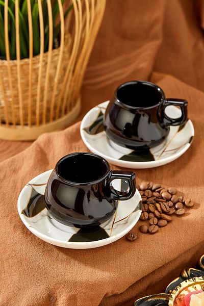 Babion Stylish Luxury 2-Person Coffee Cup Set, Turkish Coffee Cup Set as a Gift