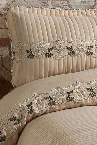 Evlen Home Collection Elfida Lace Double Double 100% Cotton Bedspread (Pike) Set Cappuccino
