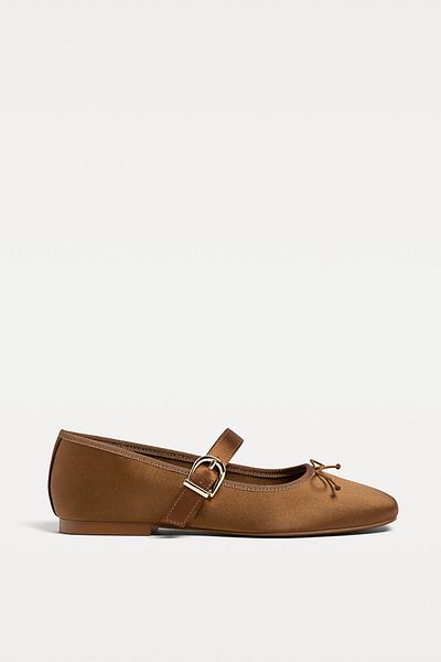 Stradivarius Satin ballet flats with bow