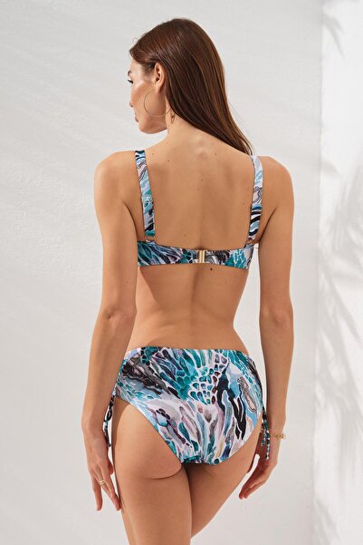 Pierre Cardin Set de bikini cu curea triunghiulară, cu model albastru, în partea de jos, în partea de sus, cu șnur lateral și tampoane reglabile