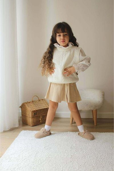 MİNİKO KİDS Girl's Collared Kits with Sweaters with Skirts 2-Piece Set