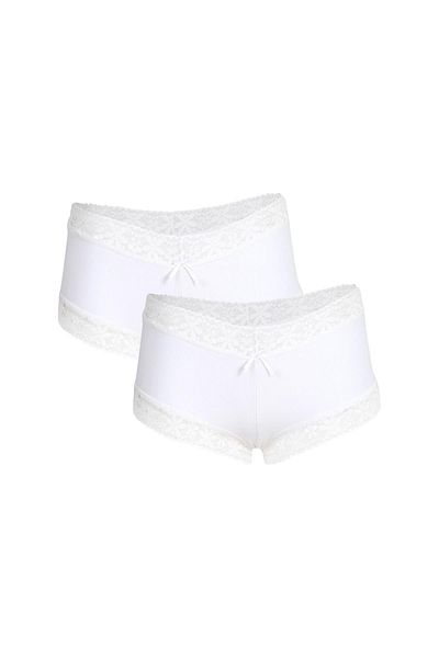 Akbeniz Set de 2 boxeri din bumbac alb pentru femei - 40265