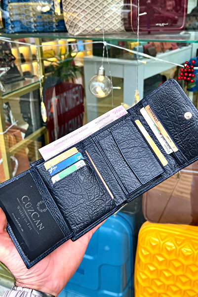 CüzCan Sahra Lacivert Натуральна шкіра Жіночий гаманець Вишуканий та практичний (12x9 см)