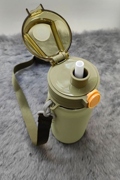 Weather Forecast 304 L Steel Green 600 ml Water Bottle with Strap and Straw cin411ys