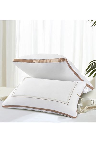 Generic Pack of 2 Cotton 1 Kg Sleeping Pillows Size 50x75 Cm Filled with 100% Polyester Fiber