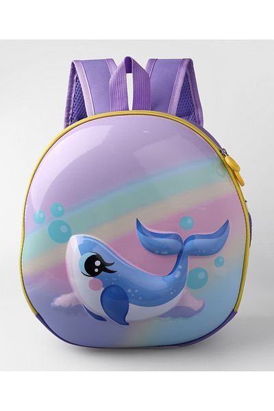Fab N Funky حقيبة ظهر بتصميم سمكة قرش، قابلة للتعديل، حزام، إغلاق بسحاب، شكل دائري، 3 سنوات فما فوق، أرجواني - 11 بوصة