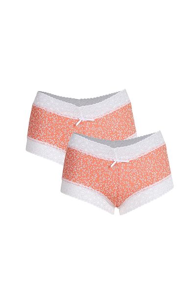 Akbeniz Women's Cotton Boxers Set of 2 - Salmon 40266