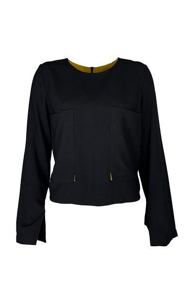 KAMEYA Black Blouse with Pocket Detail