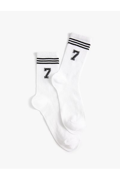 Koton Letter Embroidered College Socks