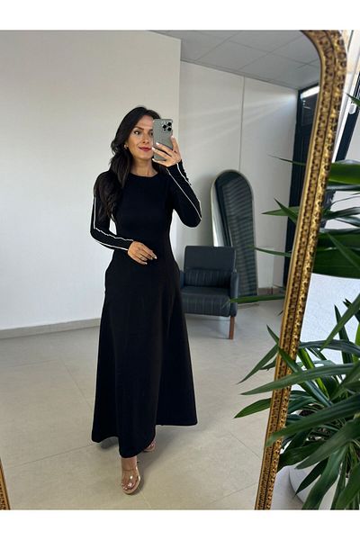 caddstore Ms Stripe Transitional Maxi Boy Μαύρο Φόρεμα