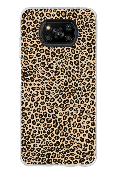 TechTree Poco X3 / NFC / PRO Uyumlu Leopar Tasarımlı Şeffaf Silikon Kılıf