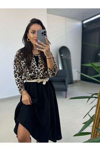 caddstore Ms Leopard πουκάμισο με λεπτομέρεια φόρεμα