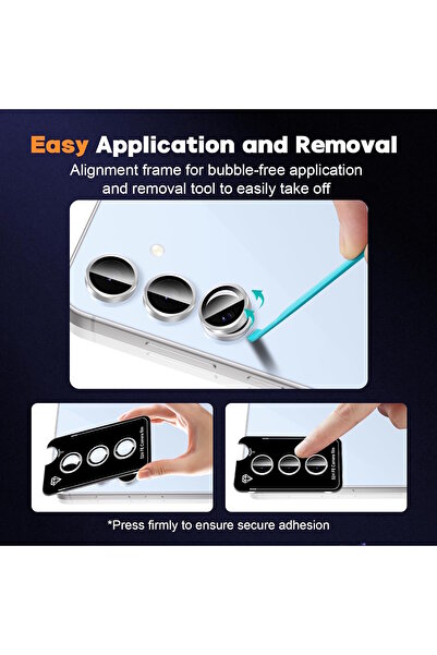 m.tk moveteck Samsung Galaxy S24 Fe Compatible Camera Protection Lens Protector Tempered Glass Unbreakable Glass with Application Apparatus