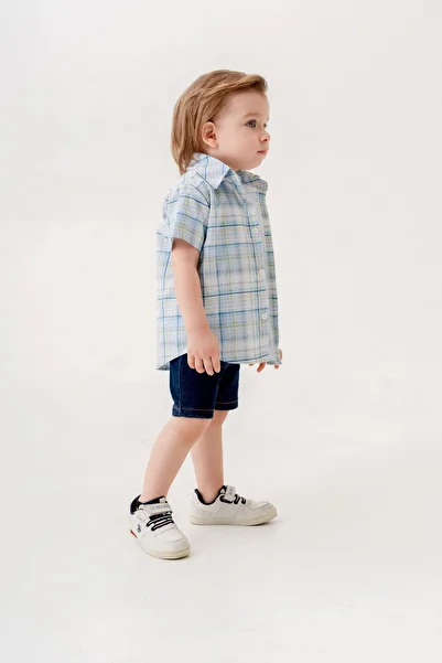 Chicsy Baby 3-Piece Set with Stylish Shirt Check Waist Adjustable Short Sleeve Shorts Holiday Wedding Dress