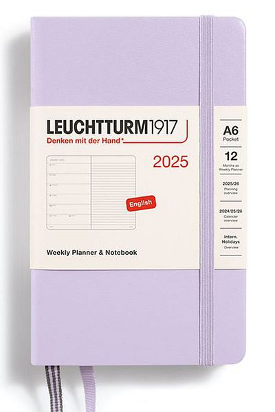 Leuchtturm1917 2025 Weekly Agenda - Notepad, Pocket Size, Hard Cover, English, Lilac