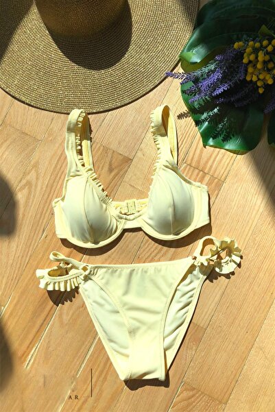 Pierre Cardin Balenli Fırfır Detaylı Bikini Takım Sarı 227393