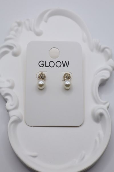DEMOKAN Women's Earrings Tiny Zircon Stone Pearl Ball Earrings