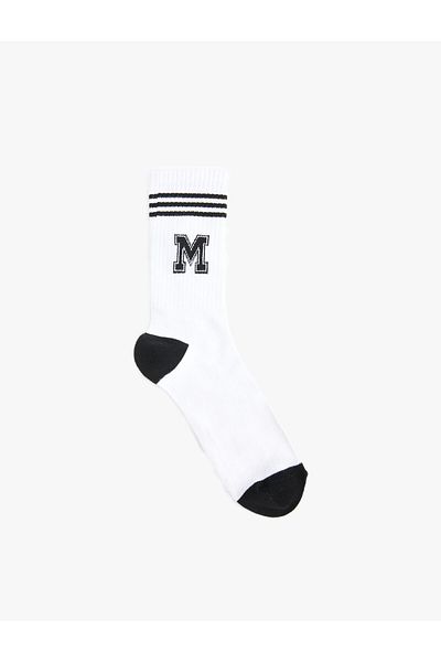 Koton College Patterned Socks - Letter Embroidered